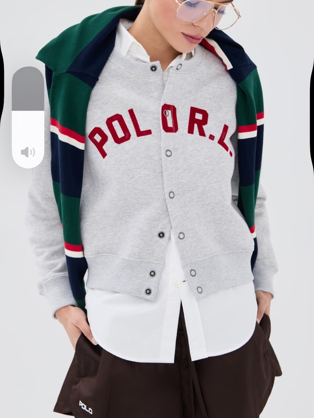 Polo by Ralph Lauren Light Gray Fleece Crew with Red Logo
